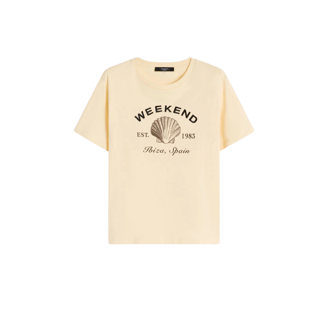 1FF0101-506 [MAX MARA WEEKEND] T-Shirt Crema Stampa Ibiza Cream (SS26) #WKDBORACO-002 (C-EU-E)