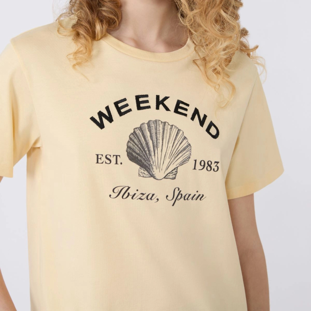 1FF0101-506 [MAX MARA WEEKEND] T-Shirt Crema Stampa Ibiza Cream (SS26) #WKDBORACO-002 (C-EU-E)