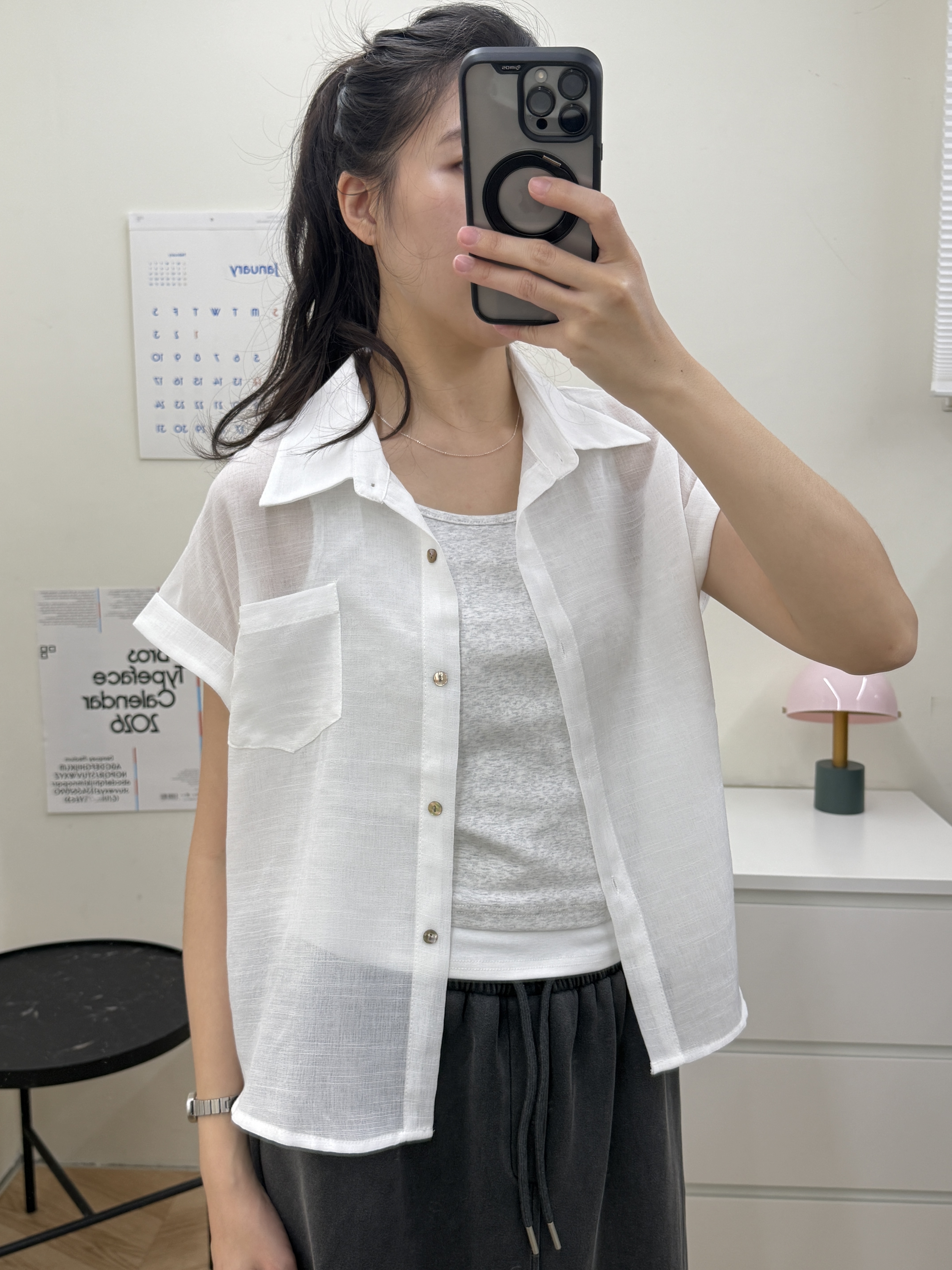 短袖襯衫+背心兩件式*3色