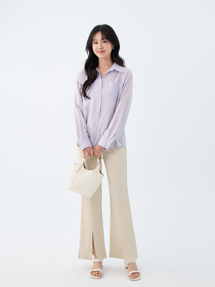 2604 OH！HER 朵朵柔膚長袖襯衫（附髮圈）