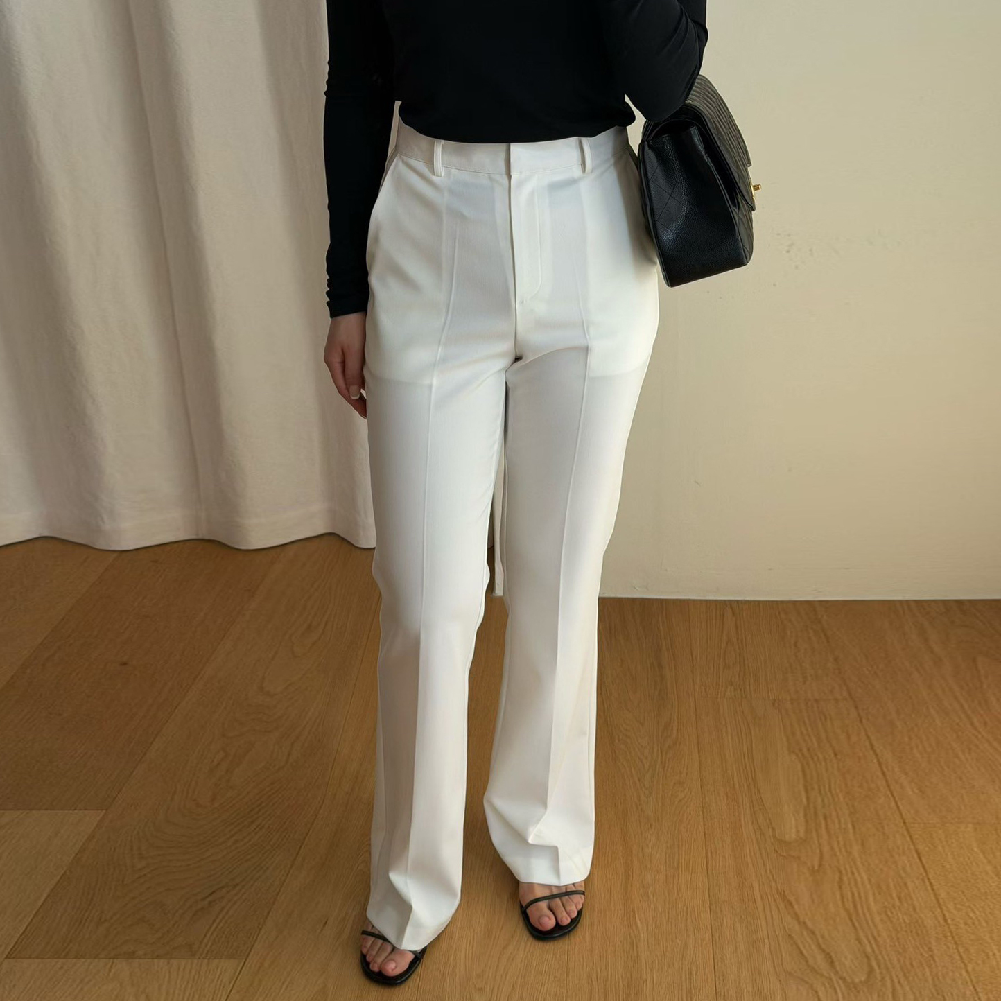 雙口袋造型好身材高腰西裝喇叭褲-S-M / 2色