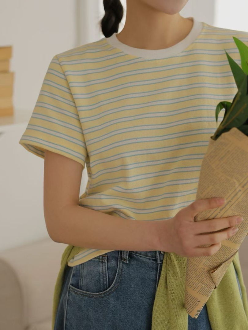 韓妞也愛氣質休閒條紋上衣