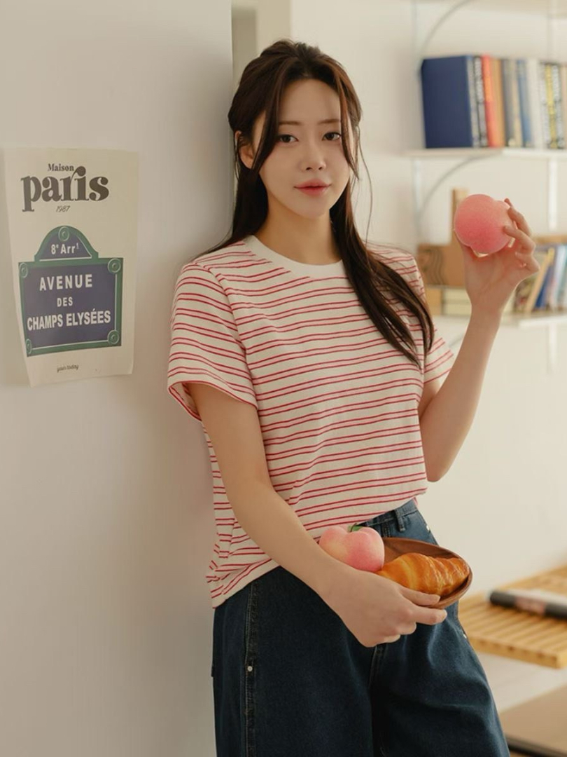 韓妞也愛氣質休閒條紋上衣