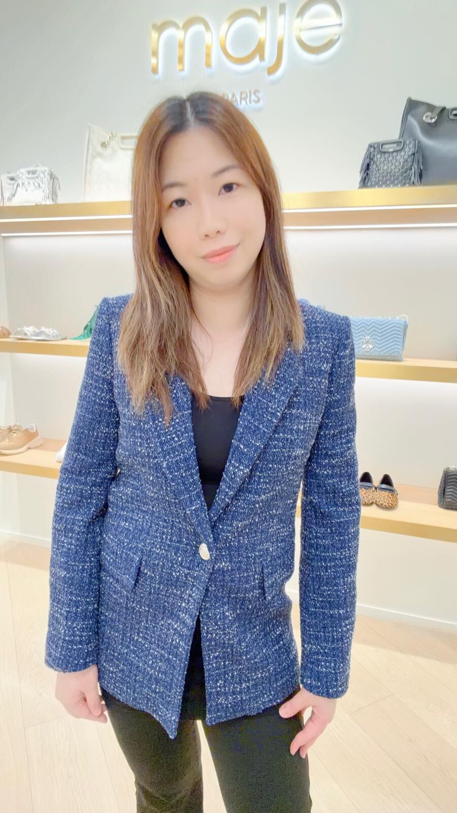 Maje 藍色有袋女裝西裝褸 #MFPVE00606