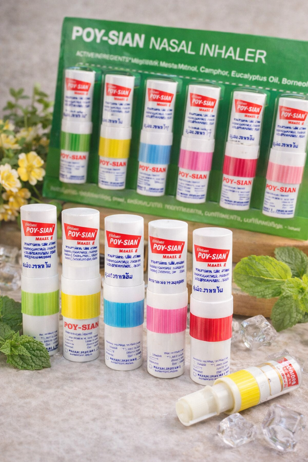 泰國 POY-SIAN 八仙薄荷棒 6入 雙頭吸鼻提神清涼護理