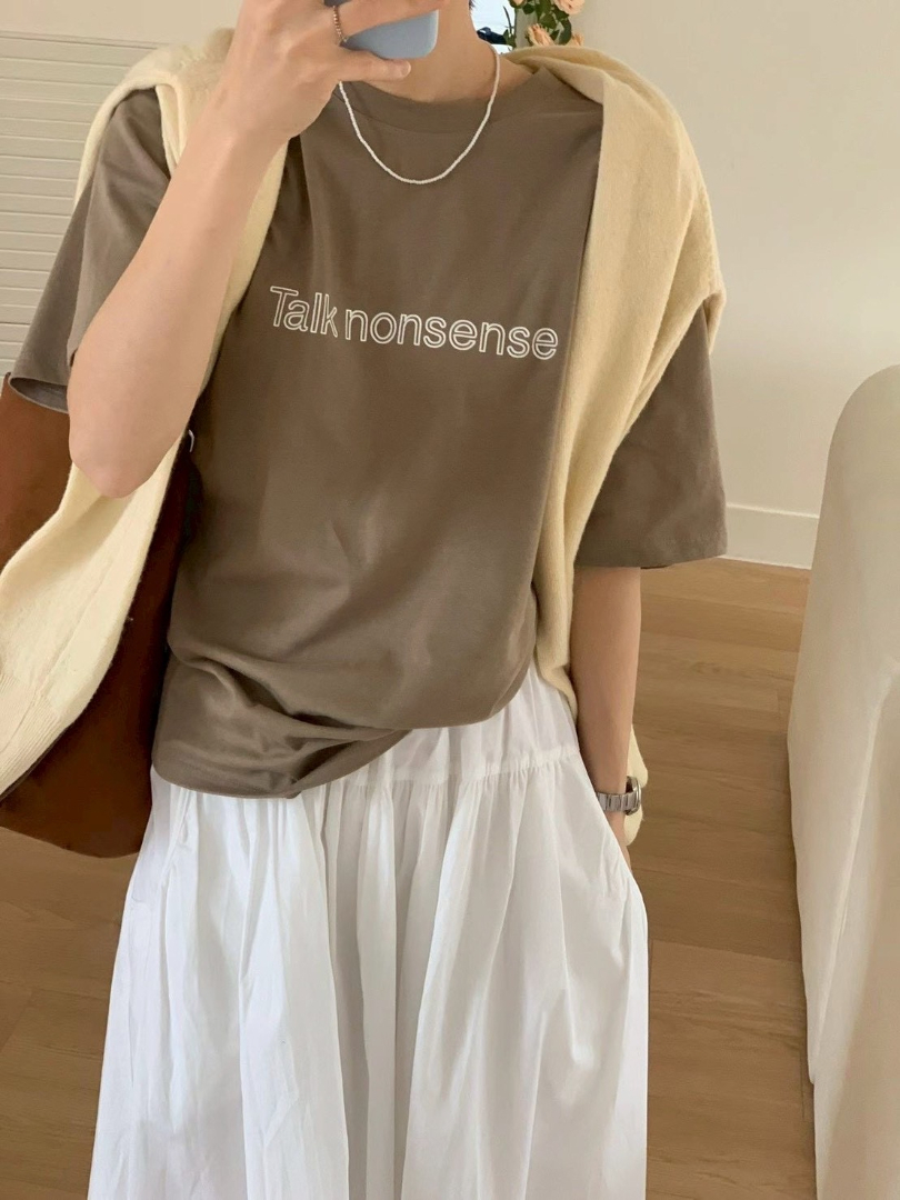 氣質日常基本款★韓系簡約字母短袖棉紗T