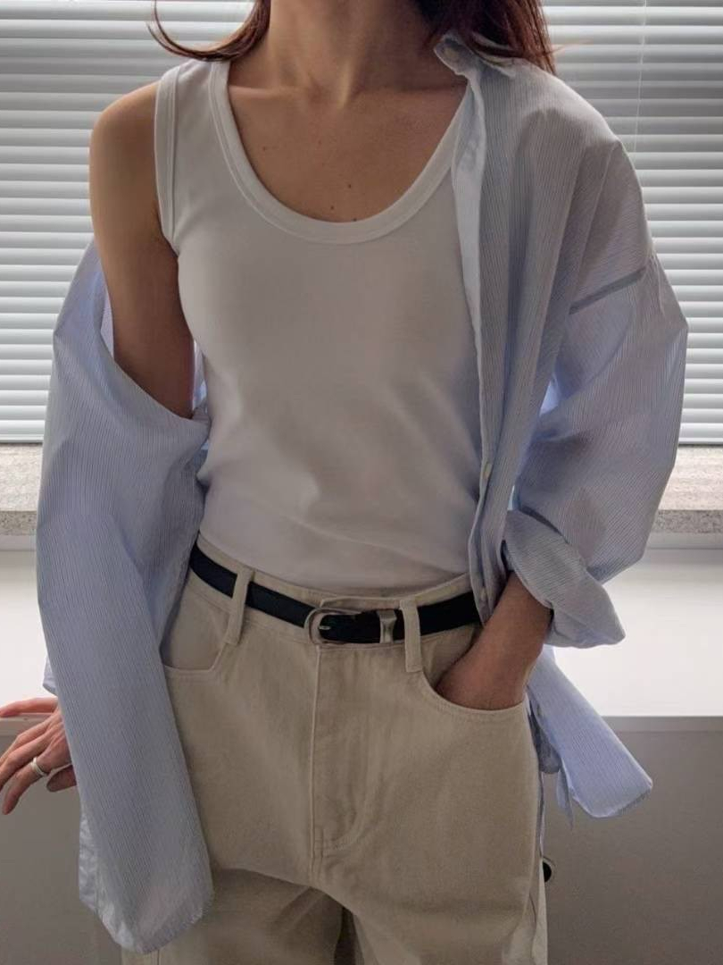 高磅數棉修身背心｜韓系顯瘦包覆坦克背心