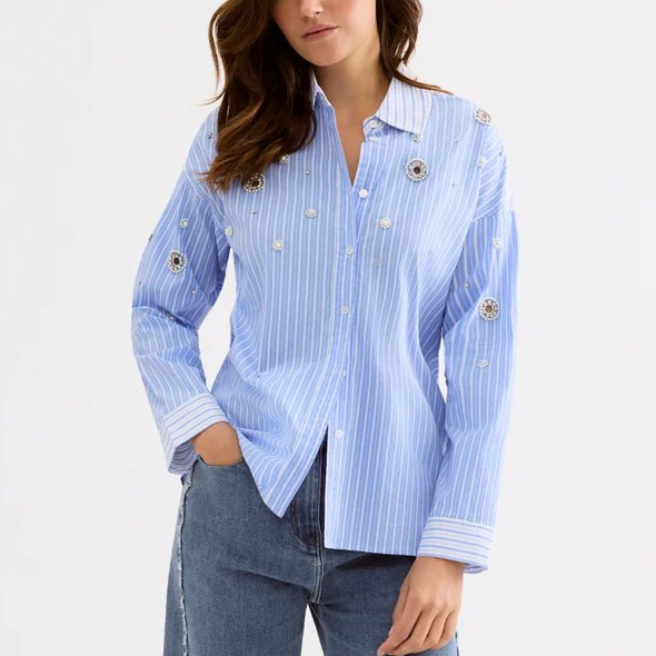 1LU0330-032 [LEO & UGO] Striped Shirt Blue #KE332-BLUWH (EU)