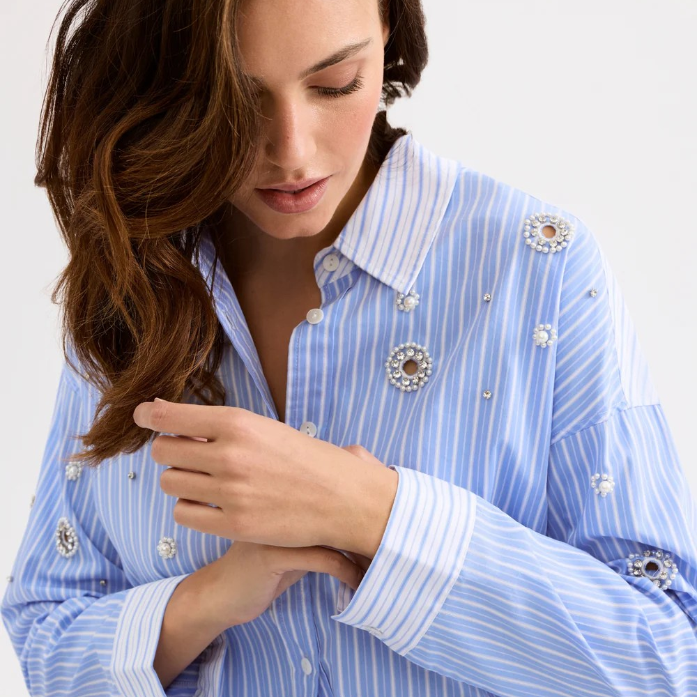 1LU0330-032 [LEO & UGO] Striped Shirt Blue #KE332-BLUWH (EU)