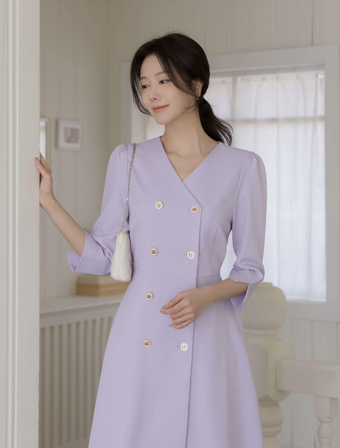 Yuna 氣質收腰雙排釦洋裝 [ 2色 / S,M ]