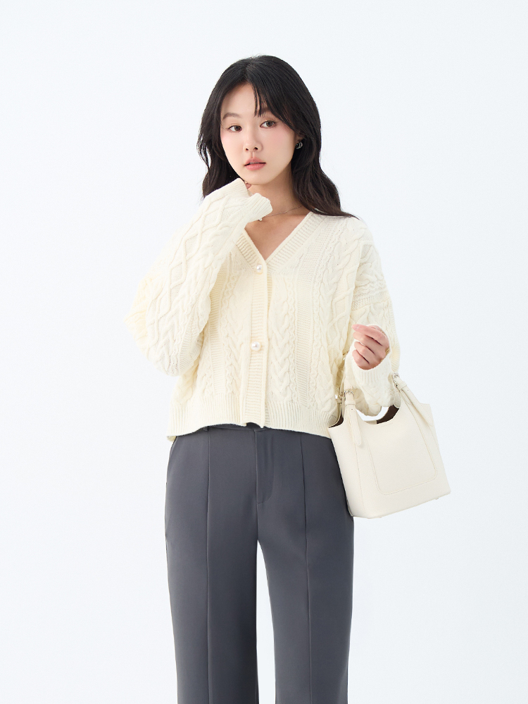 OH！HER 珍珠釦北極絨膨體羊毛外套（16.5%羊毛）