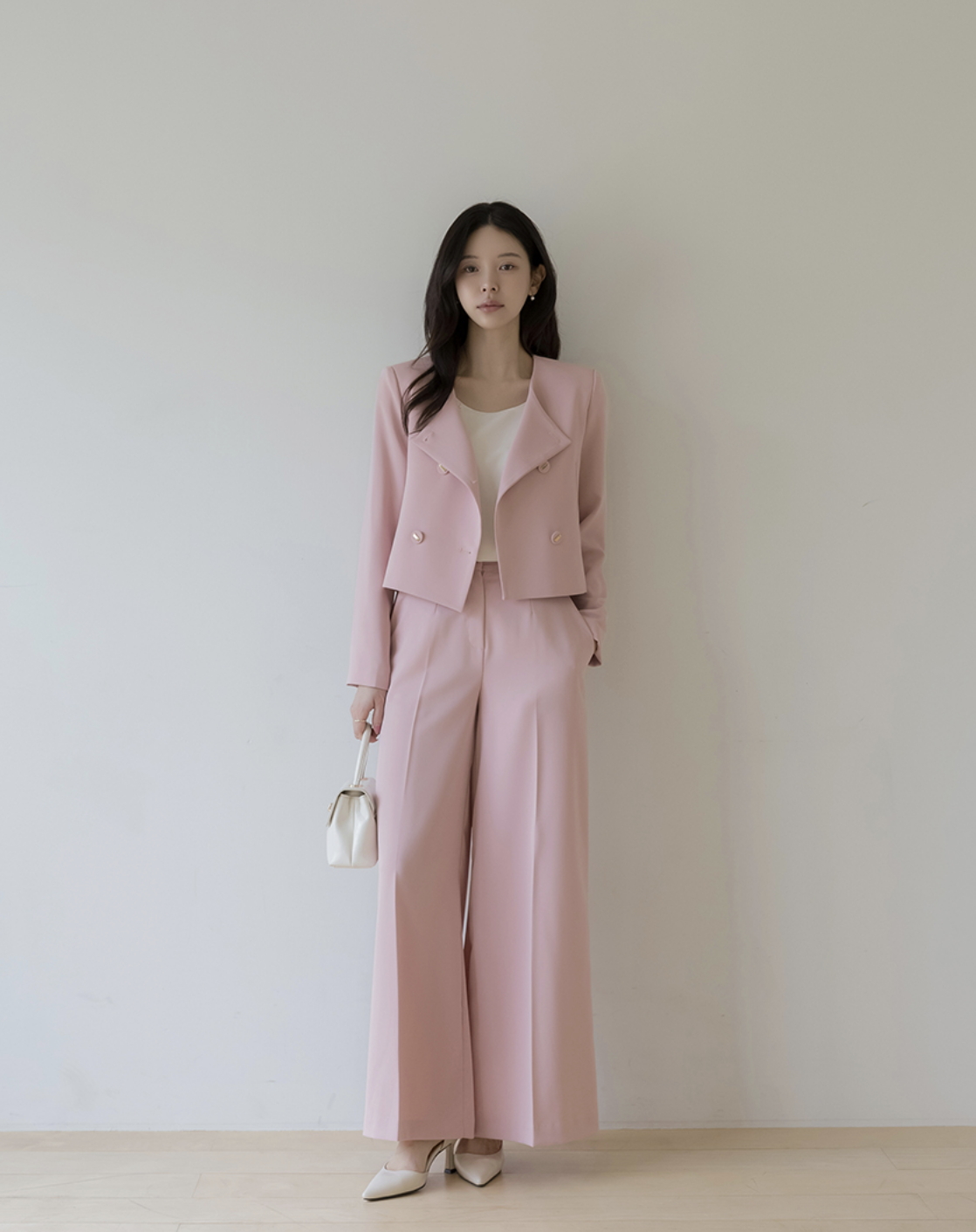 Miriam 優雅高腰寬褲西裝套裝 [ 2色 / S,M,L ]