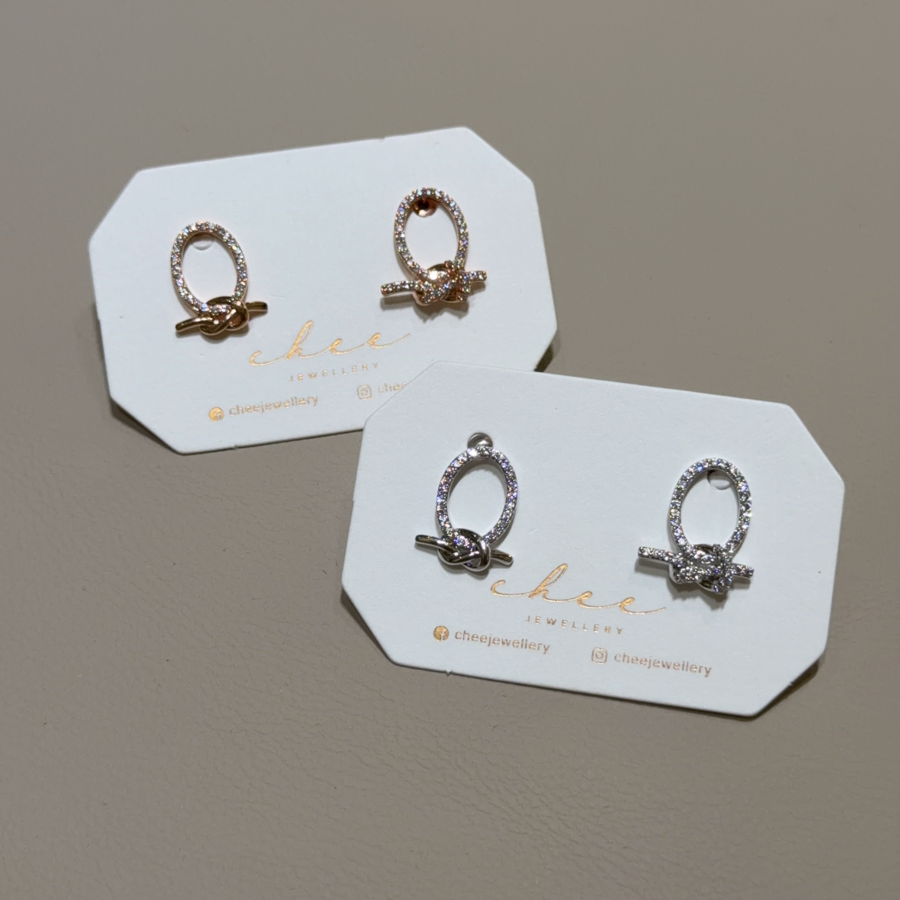 扭結鋯石耳環 - R54