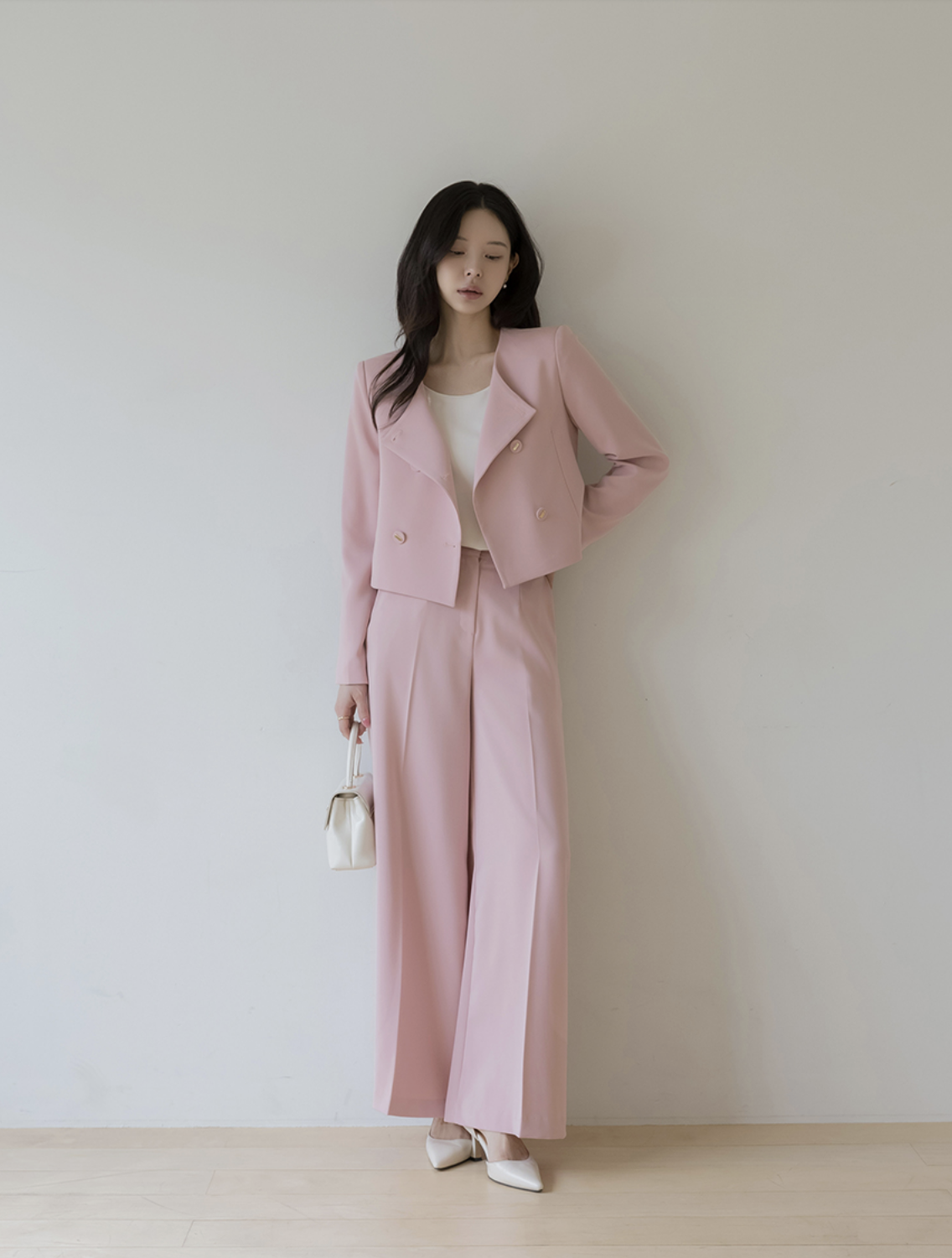 Miriam 優雅高腰寬褲西裝套裝 [ 2色 / S,M,L ]