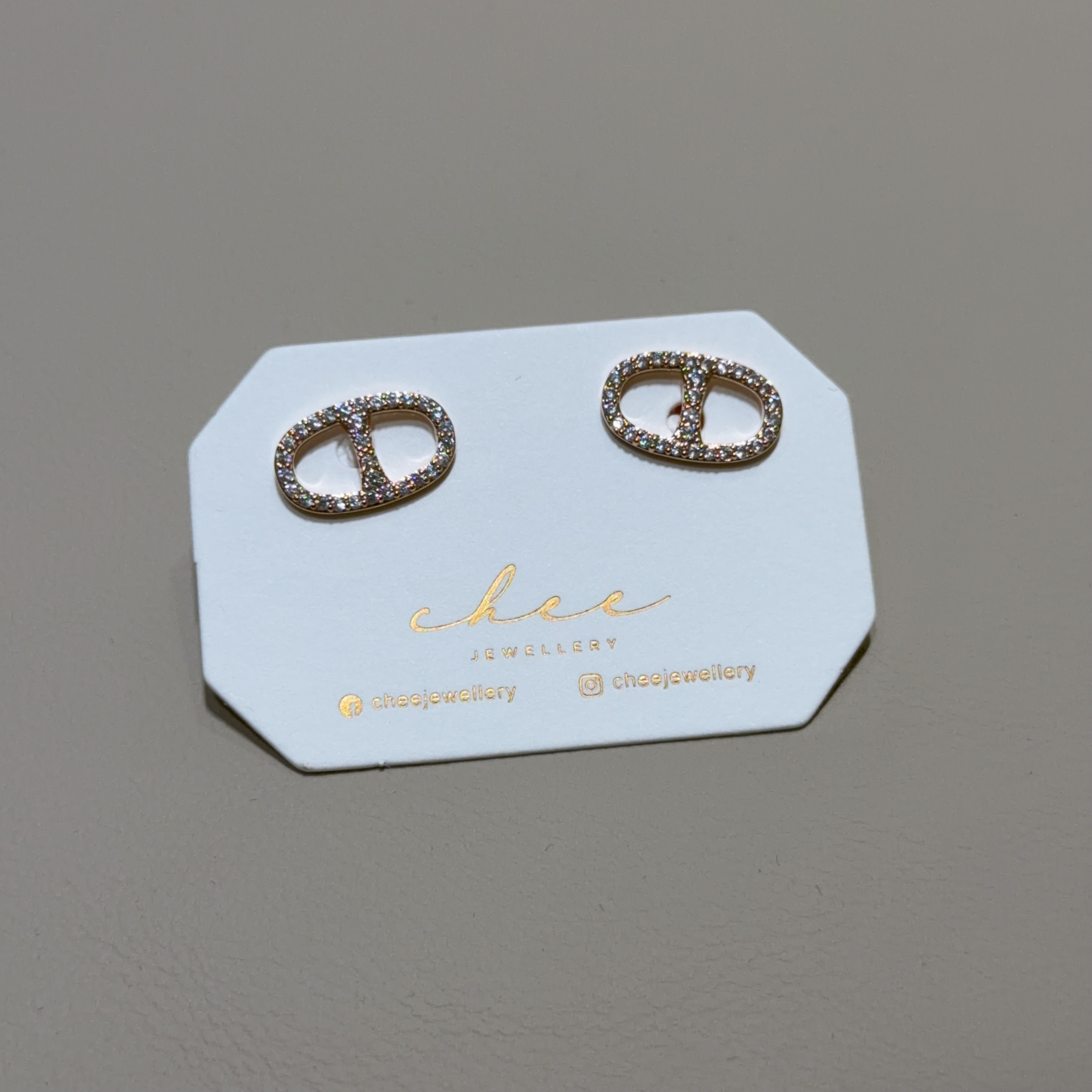 豬鼻鋯石耳環 - R55