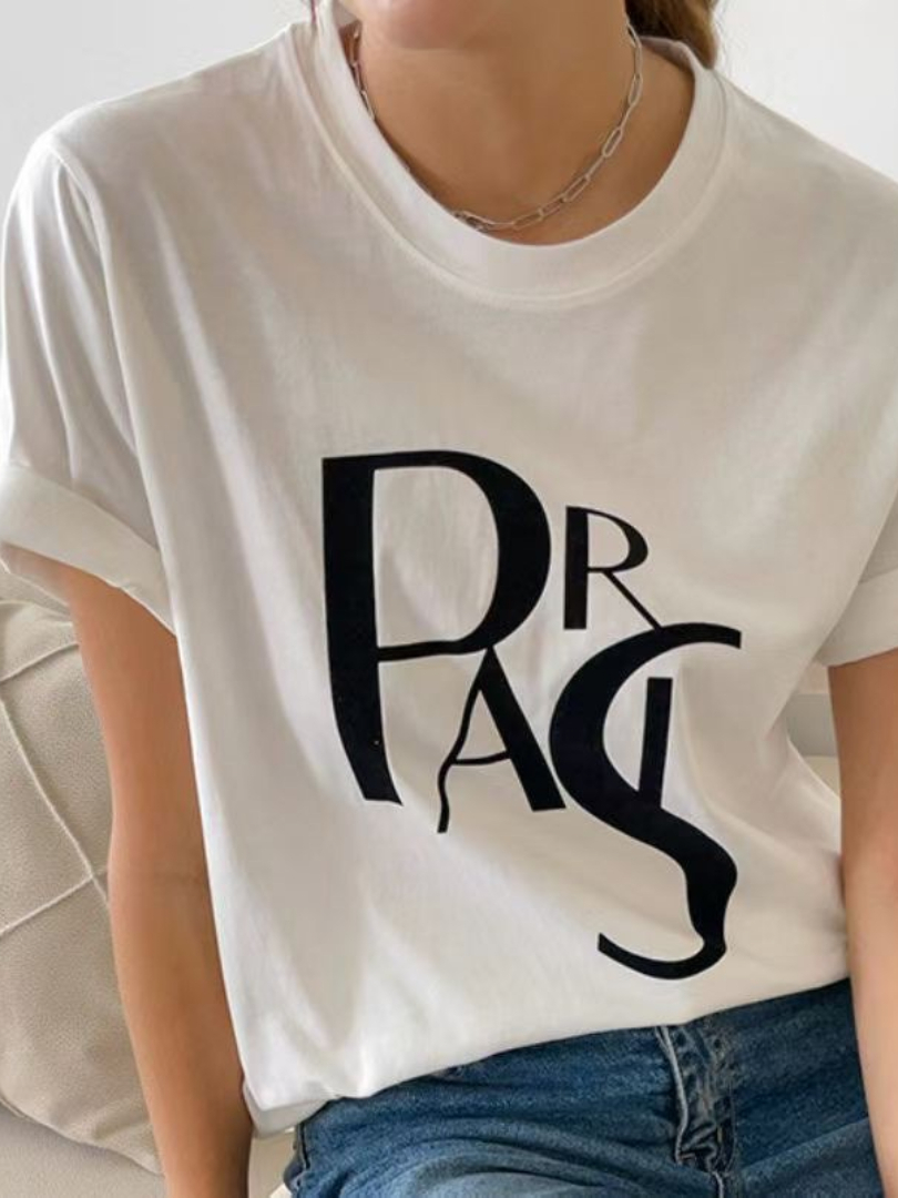 法式氣質顯款｜韓系極簡字母短袖T恤
