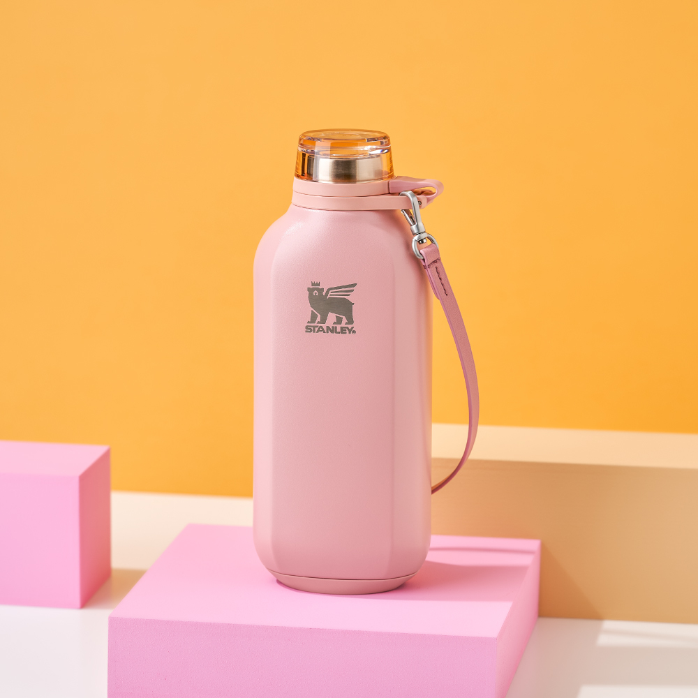 STANLEY ALL DAY 系列 自由掛扣隨行水壺 0.47L / 蜜桃粉+圈圈反光背帶
