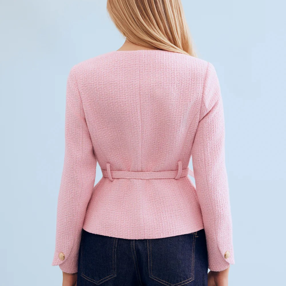 1LU0330-034 [LEO & UGO] Elegant Belted Jacket Pink #KE376-PINK (EU)