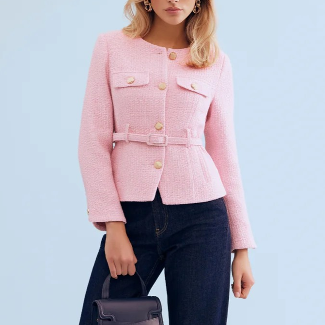 1LU0330-034 [LEO & UGO] Elegant Belted Jacket Pink #KE376-PINK (EU)