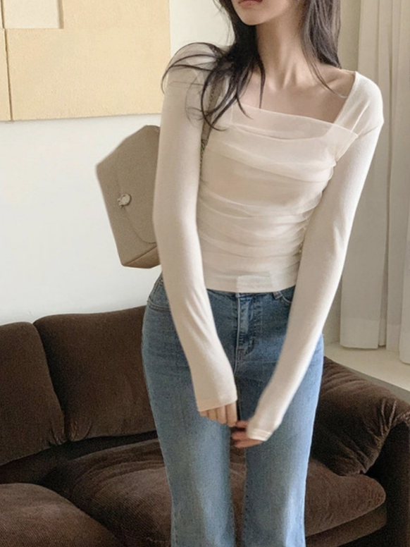 Willow 氣質方領雪紡上衣 [ 3色 / Free ]