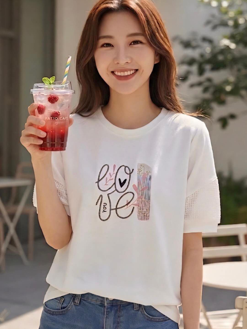氣質甜美系列★韓系LOVE印花短袖上衣