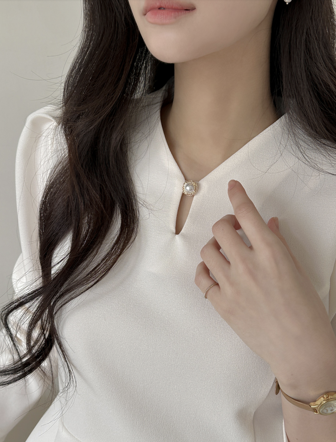 Irene 名媛風珍珠釦上衣 [ 3色 / Free ]