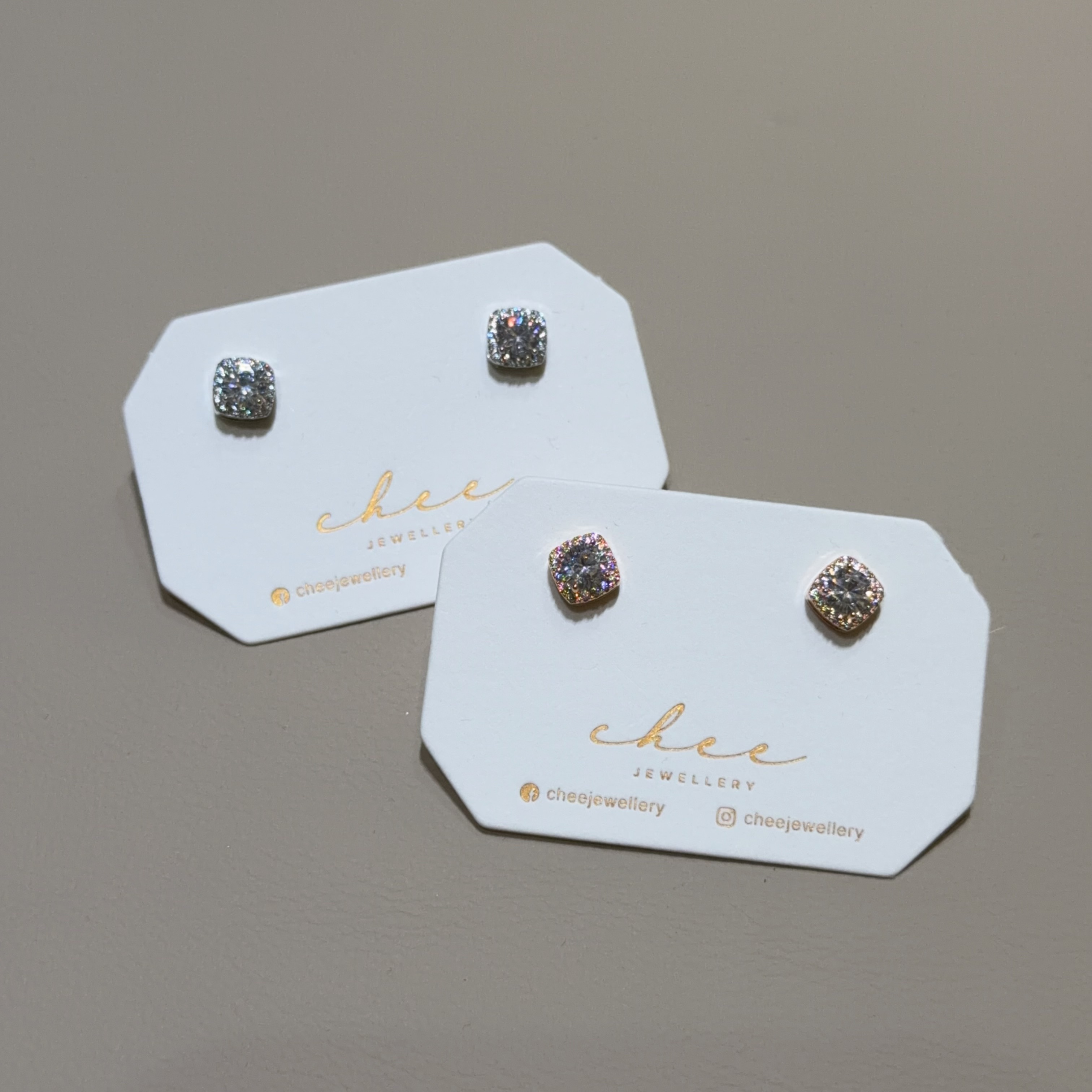 方型天使圈鋯石耳環 - R60