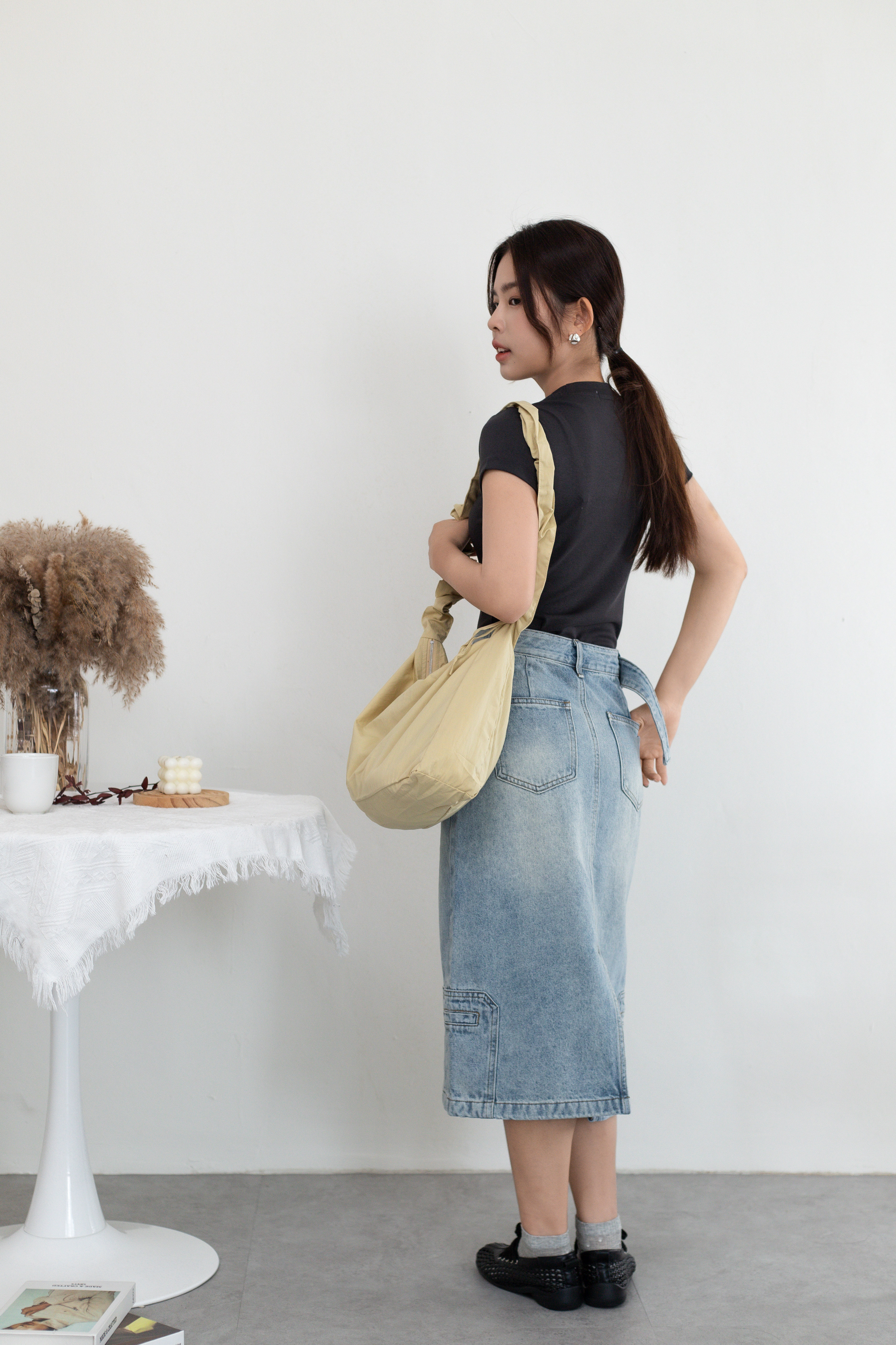 Yvelyn Column Denim Skirt Blue - 2663SKBLU
