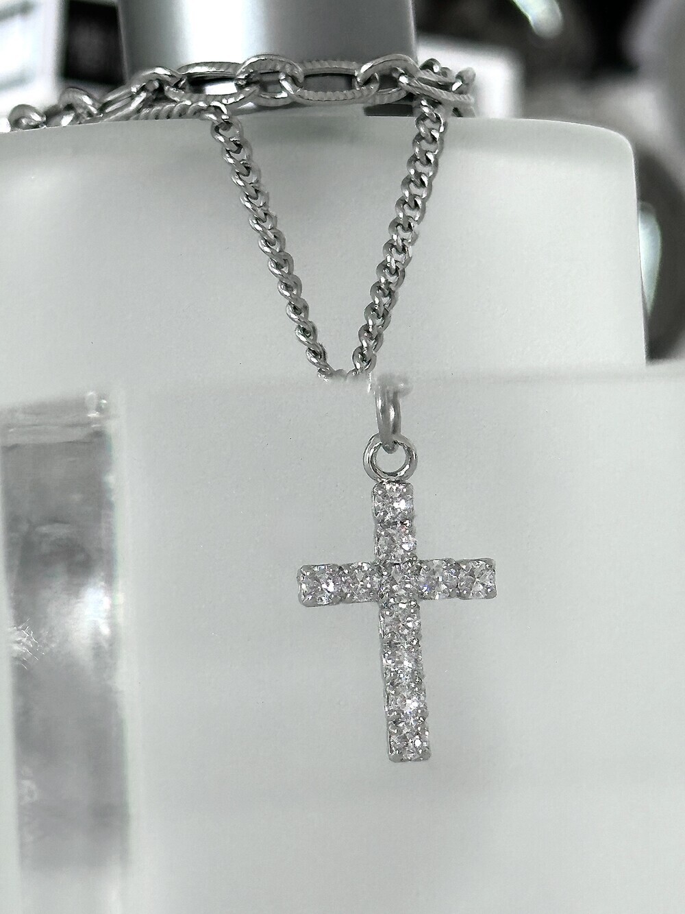 韓國 OFUSE 十字架 鋼 雙鍊 雙層 項鍊