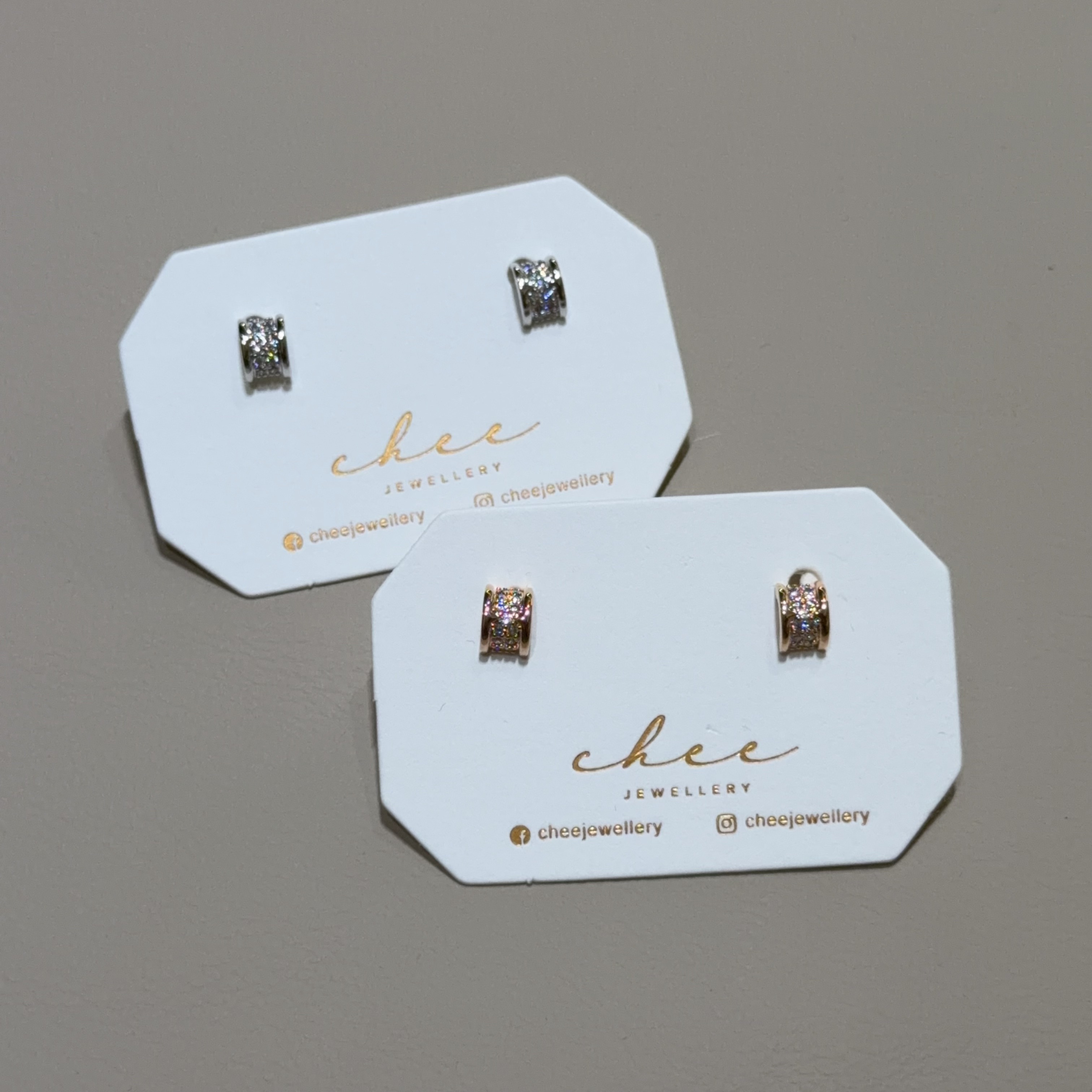 半圓圈鋯石耳環 - R65