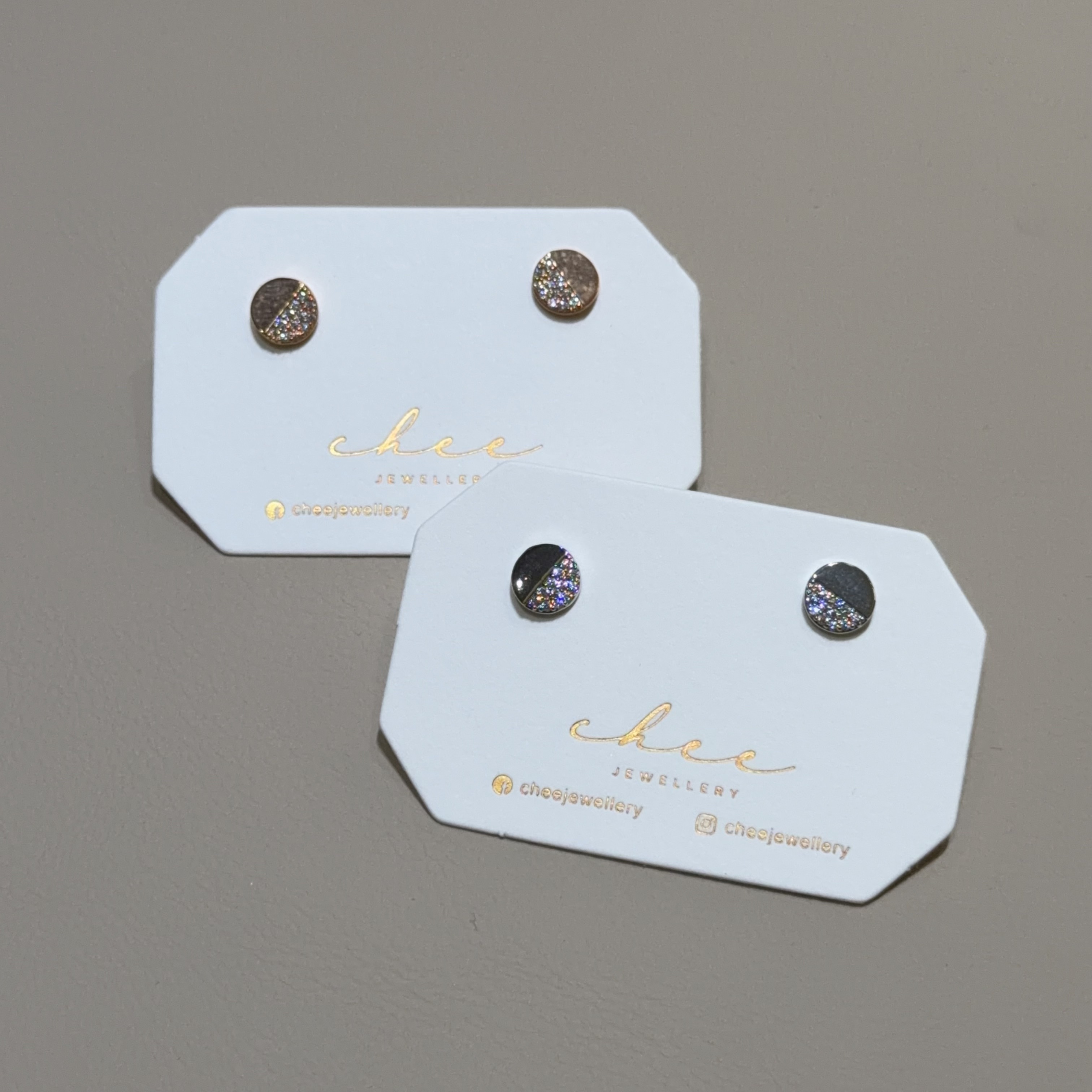 圓型半鋯石耳環 - R67