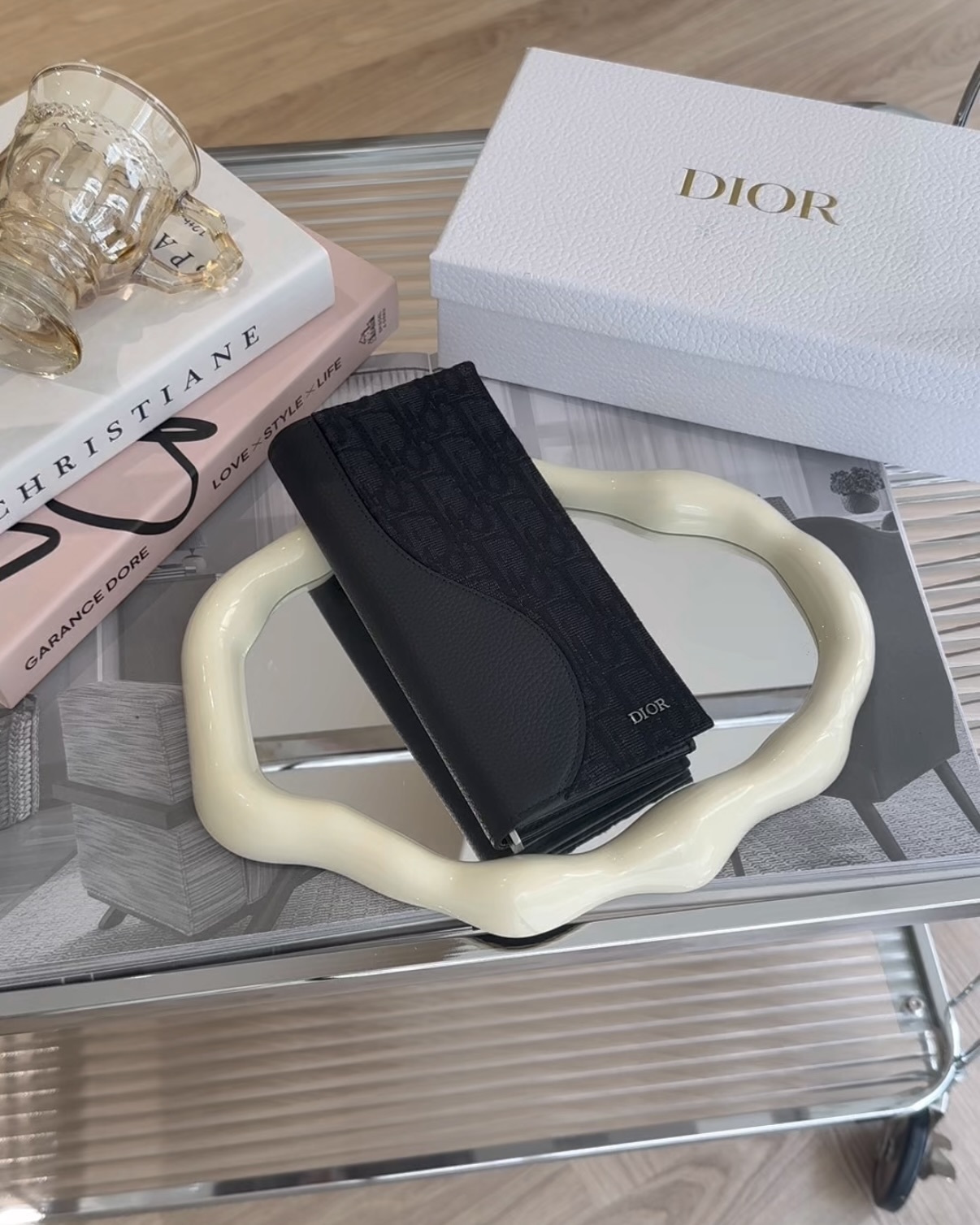 DIOR｜SADDLE直式長夾 黑色老花