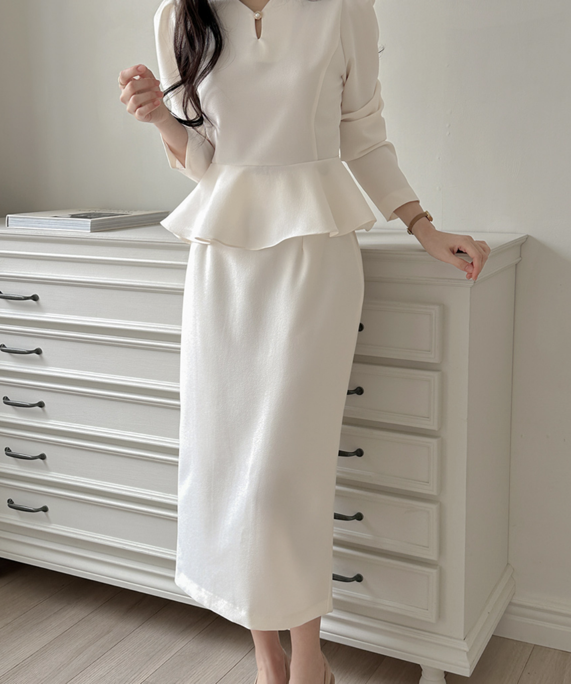 Irene 極簡高腰直筒長裙 [ 3色 / Free ]