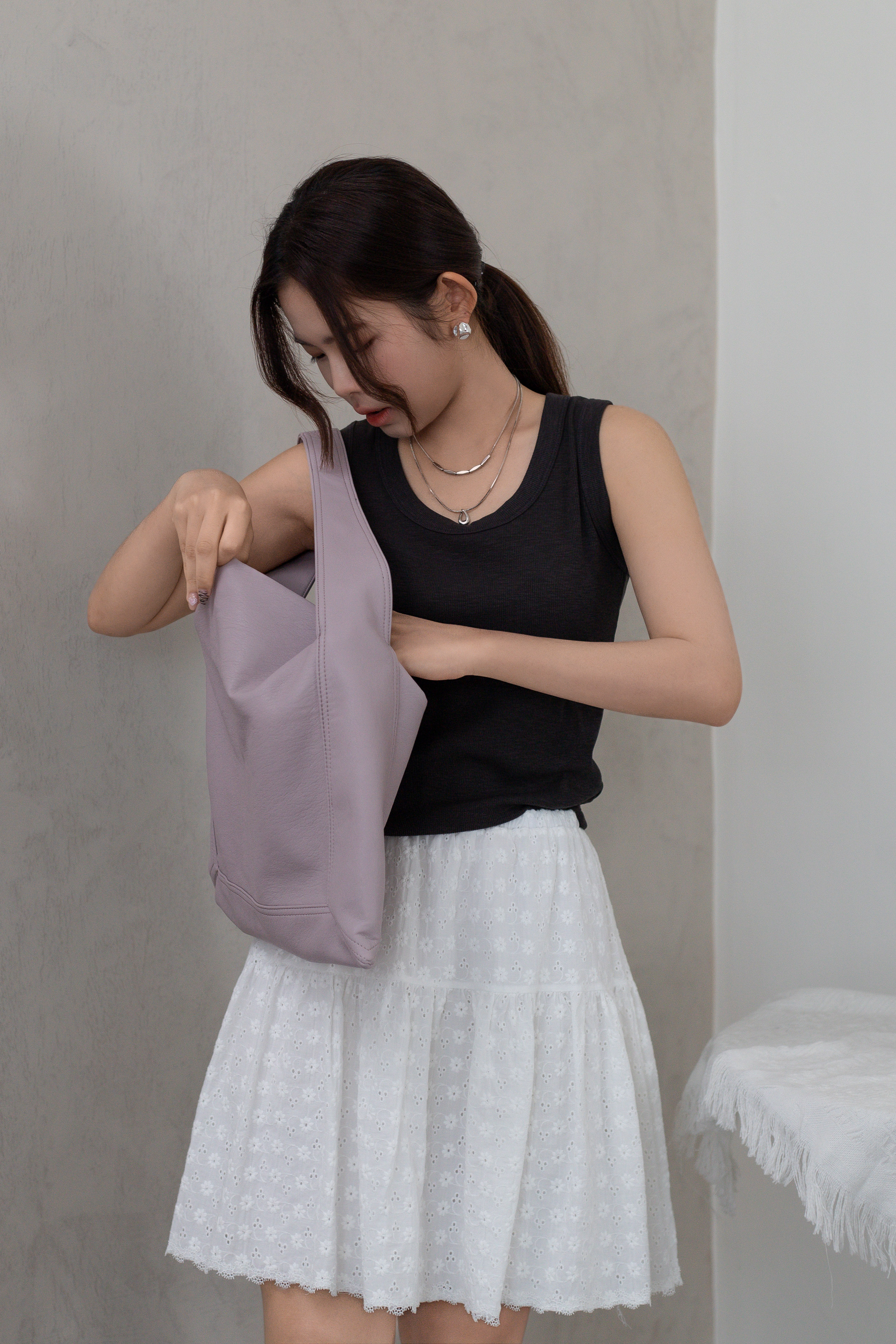 Bambi Broderie Tiered Skirt White -2661SKWHI