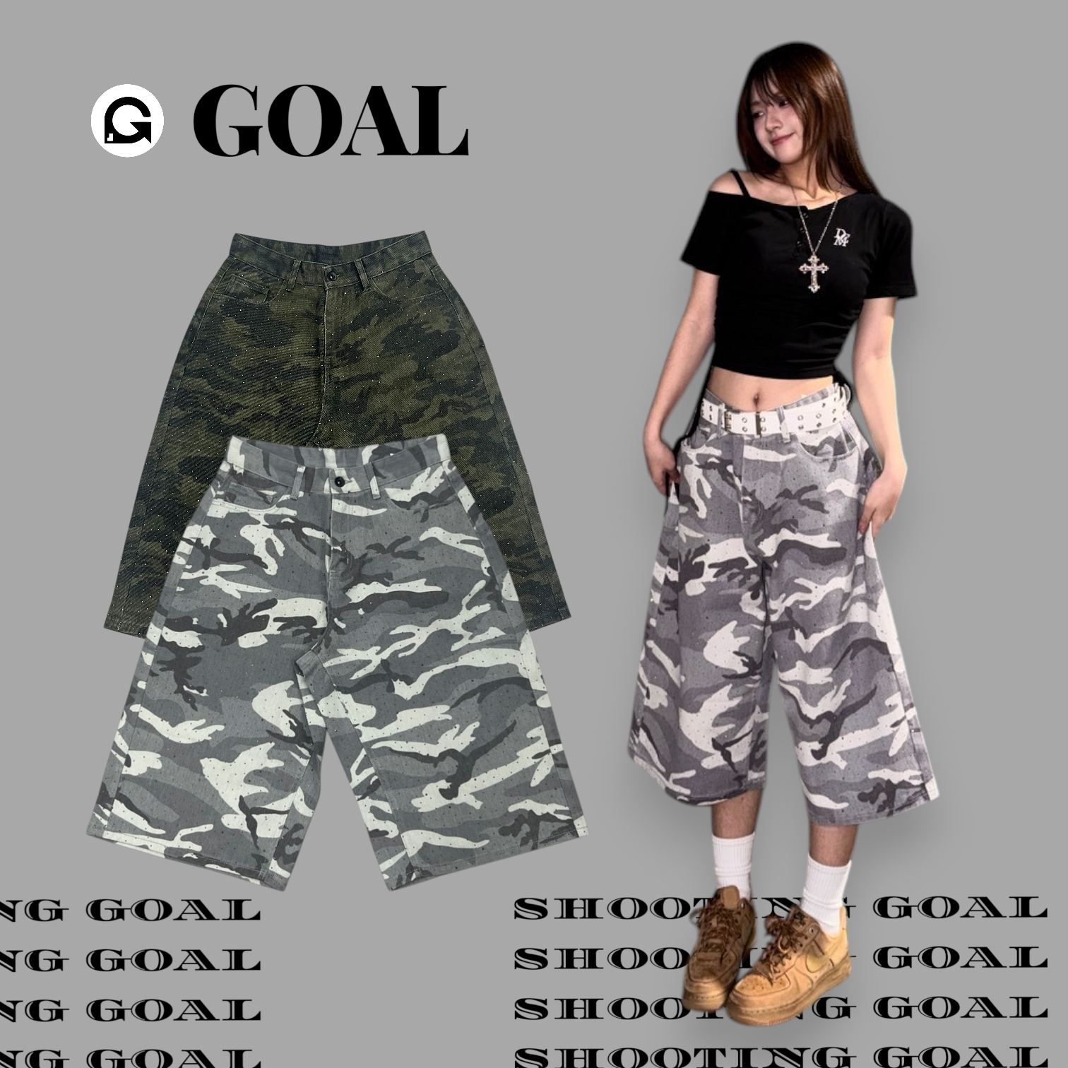 (GOAL) 閃鑽迷彩七分褲 SL01