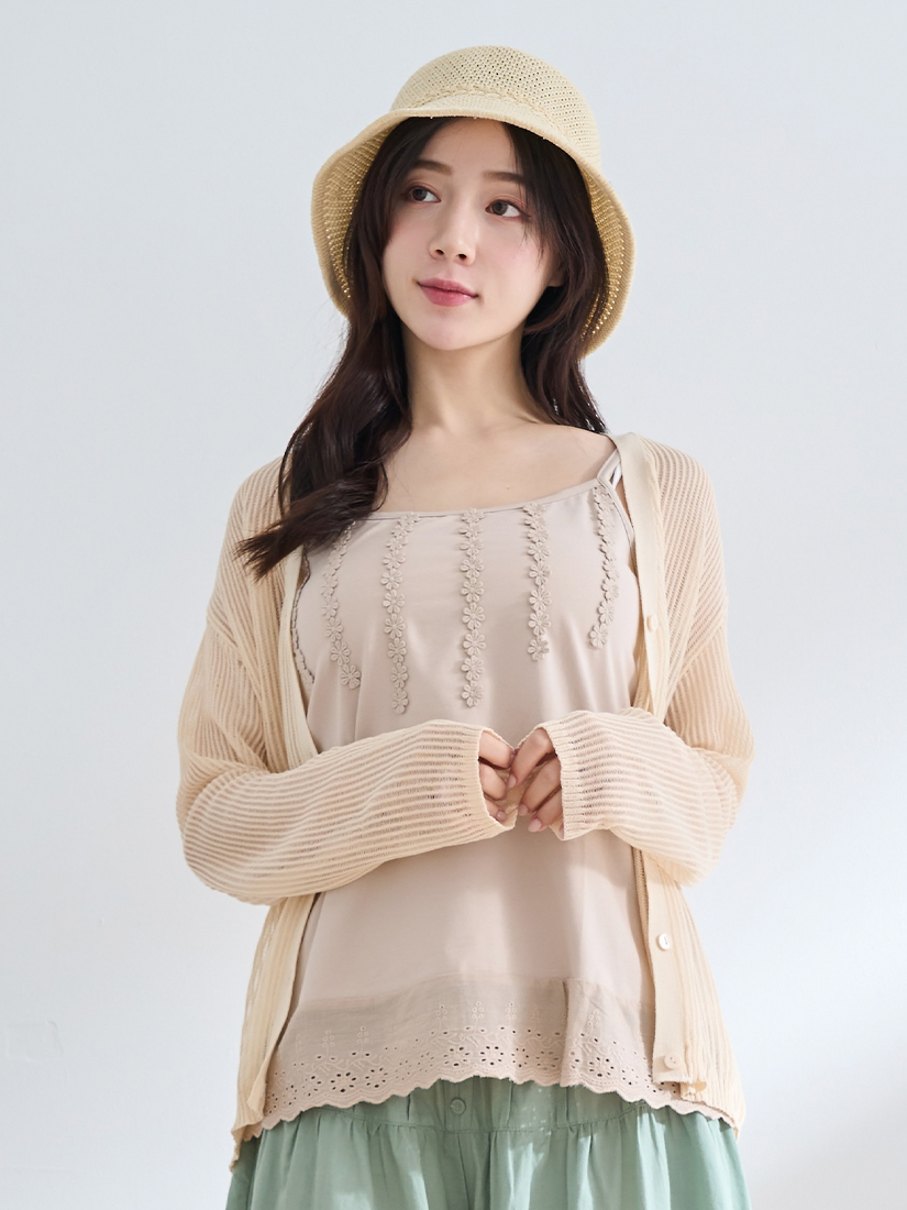 棉布蕾絲小花肩帶內搭背心