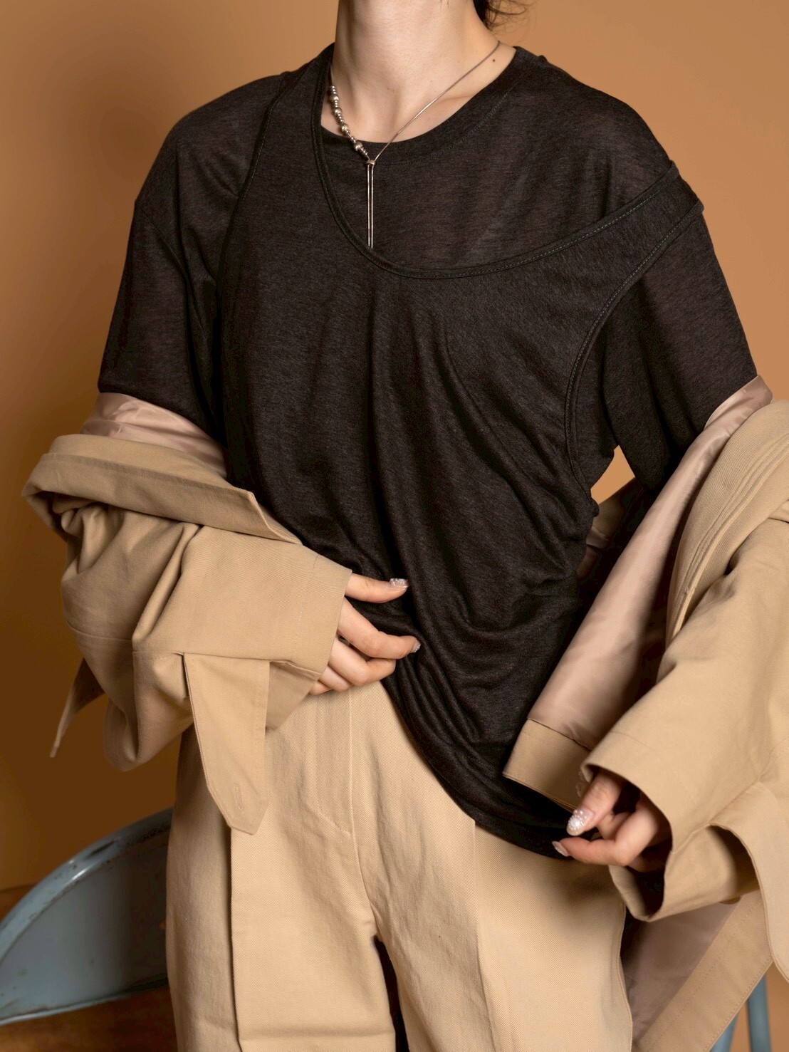 真兩件的滑滑溜溜雪花衣/4色均碼/泥灰