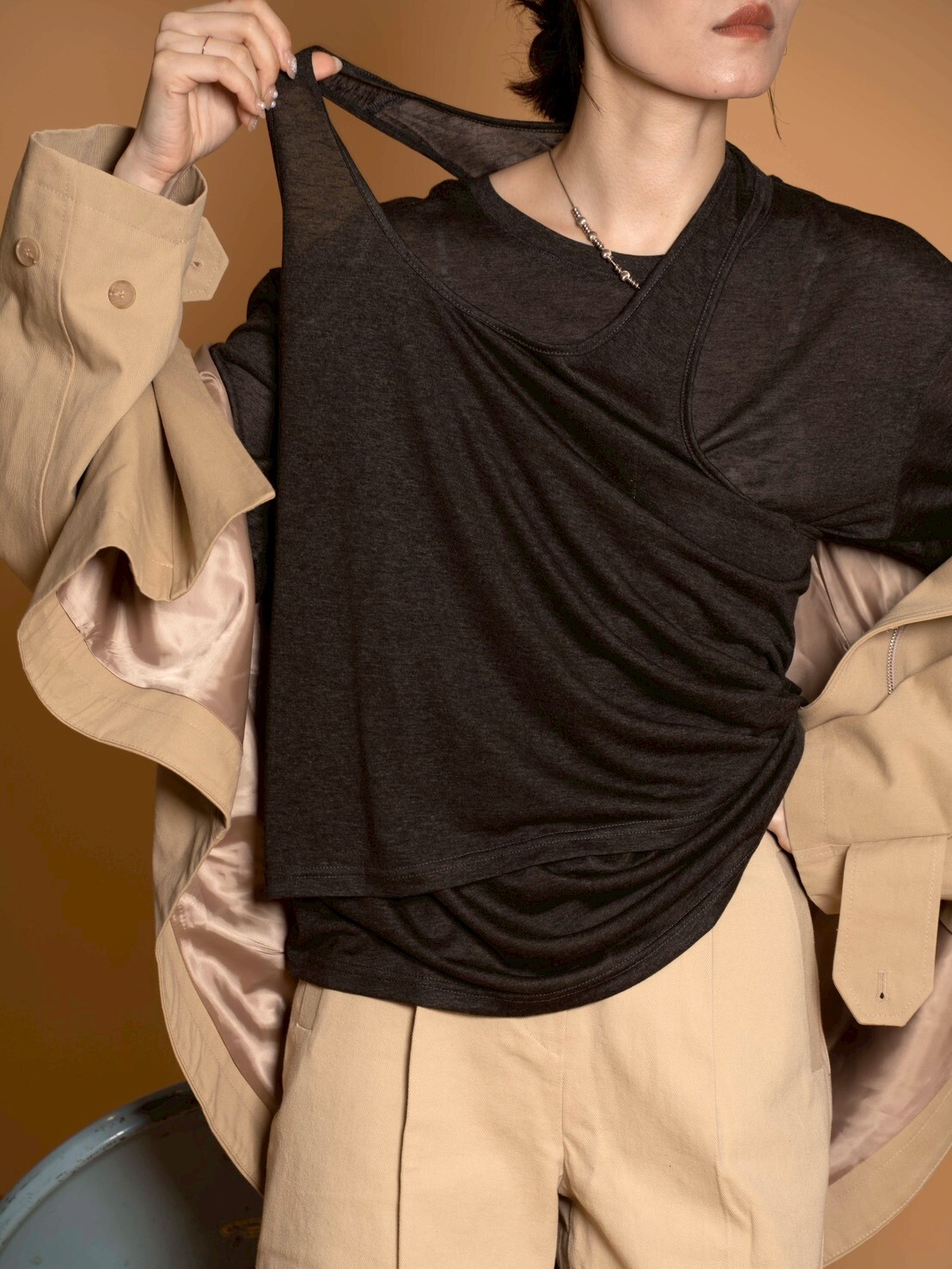 真兩件的滑滑溜溜雪花衣/4色均碼/泥灰