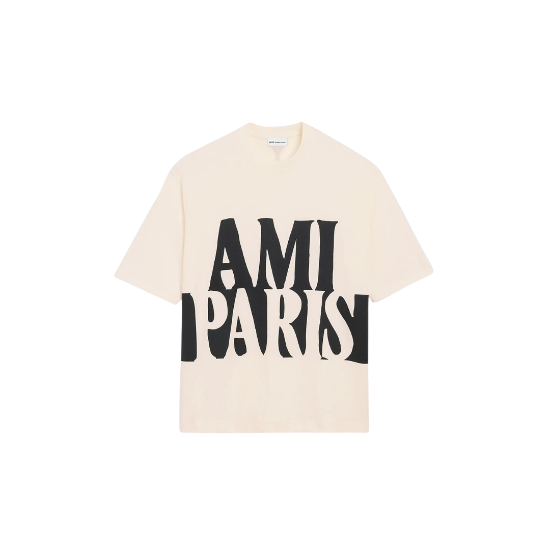 1FF0101-441 [AMI PARIS] T-Shirt With Ami Paris Print White (SS26) #UTS381.U726.136 (C-EU-E)