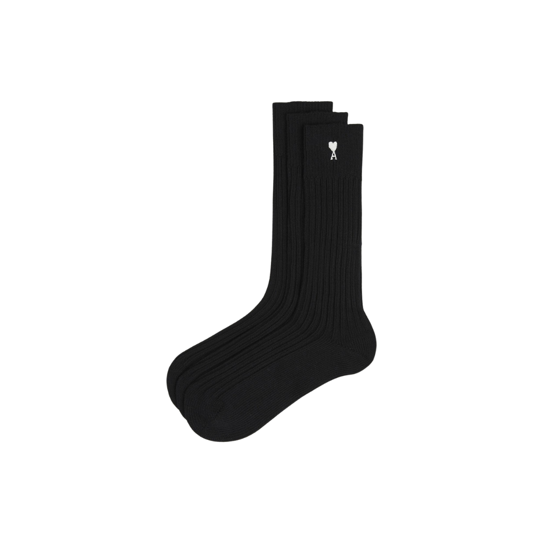 1FF0101-432 [AMI PARIS] Cotton Ami De Coeur Socks Black (SS26) #USC611.DAK0007.012 (A-EU-E)