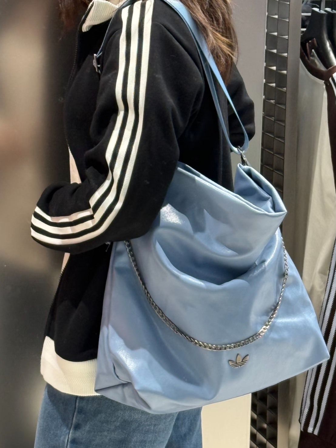 ADIDAS ORIGINALS 寶寶藍 皮革 鏈條 中號 肩背包