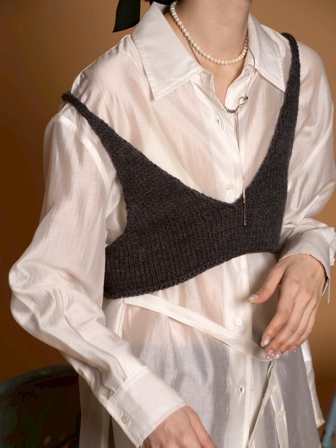 天絲與真絲的完美交融綁帶襯/4色均碼/白