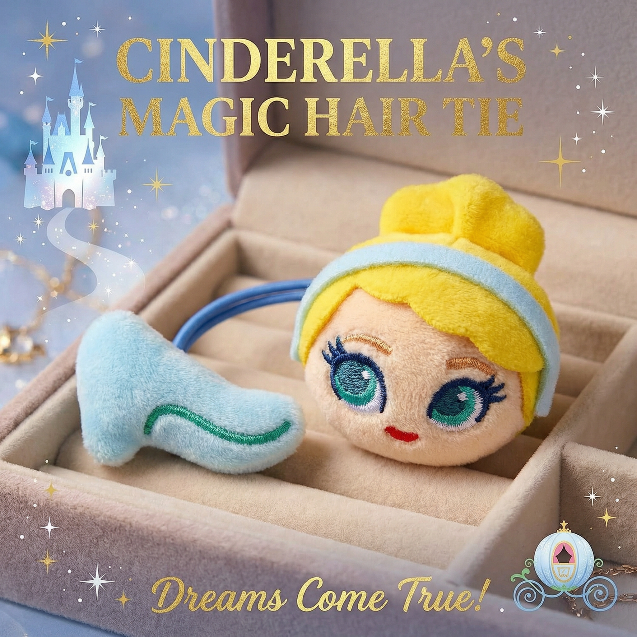 迪士尼公主 - 兒童髮飾 3D髮帶 毛絨頭 |灰姑娘