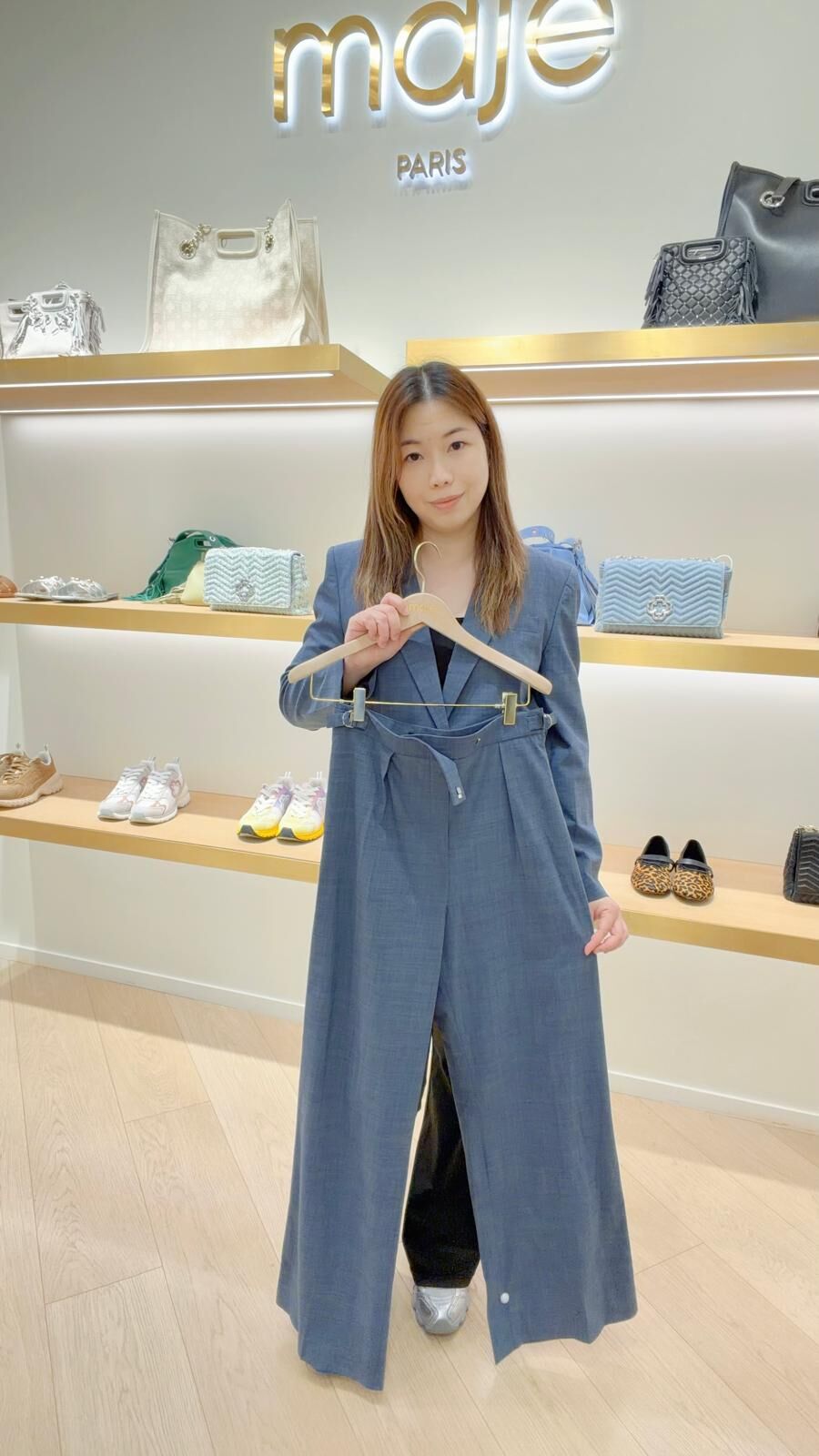 Maje 藍色直腳西裝褲 #MFPPA00584