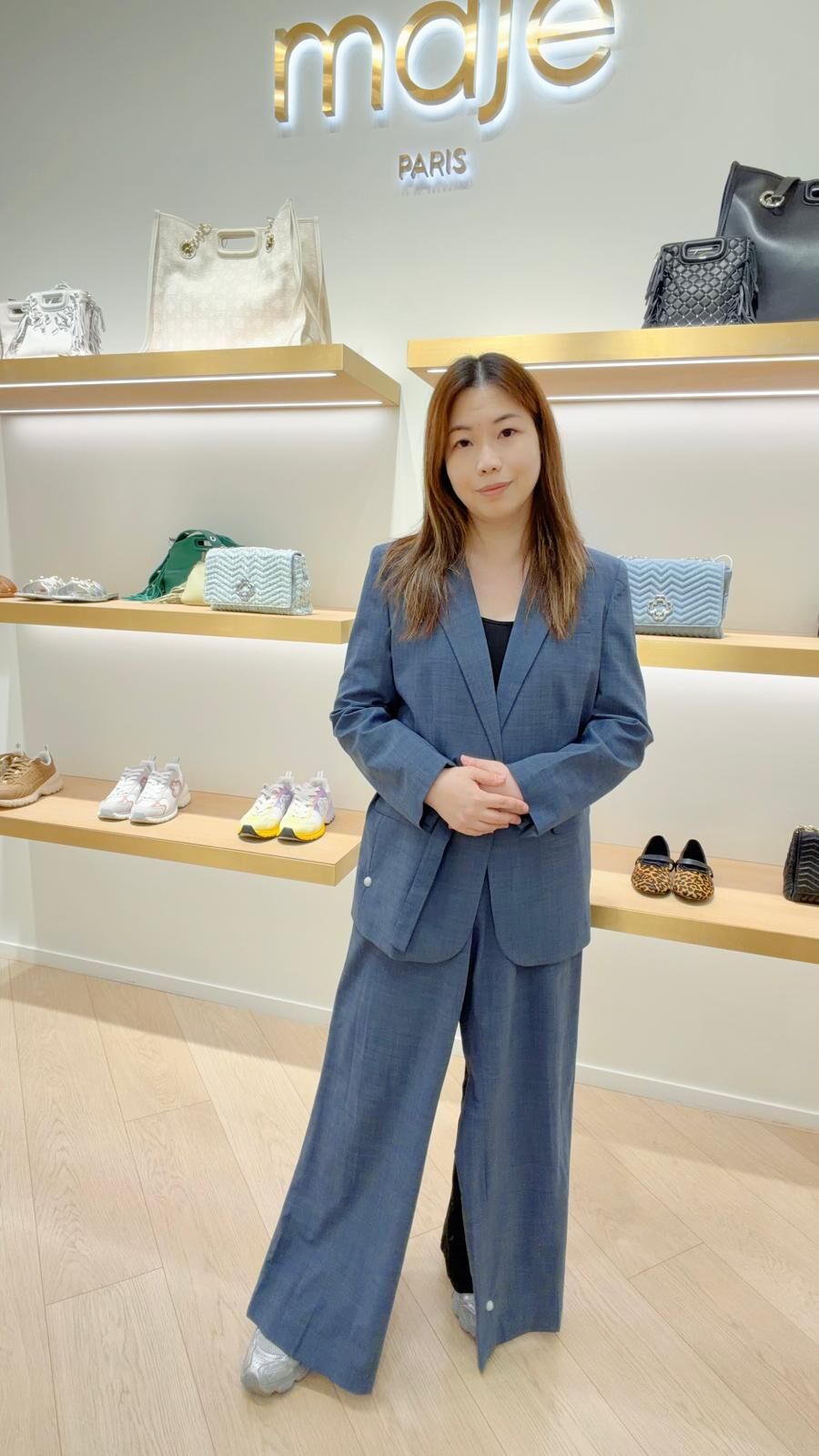 Maje 藍色直腳西裝褲 #MFPPA00584