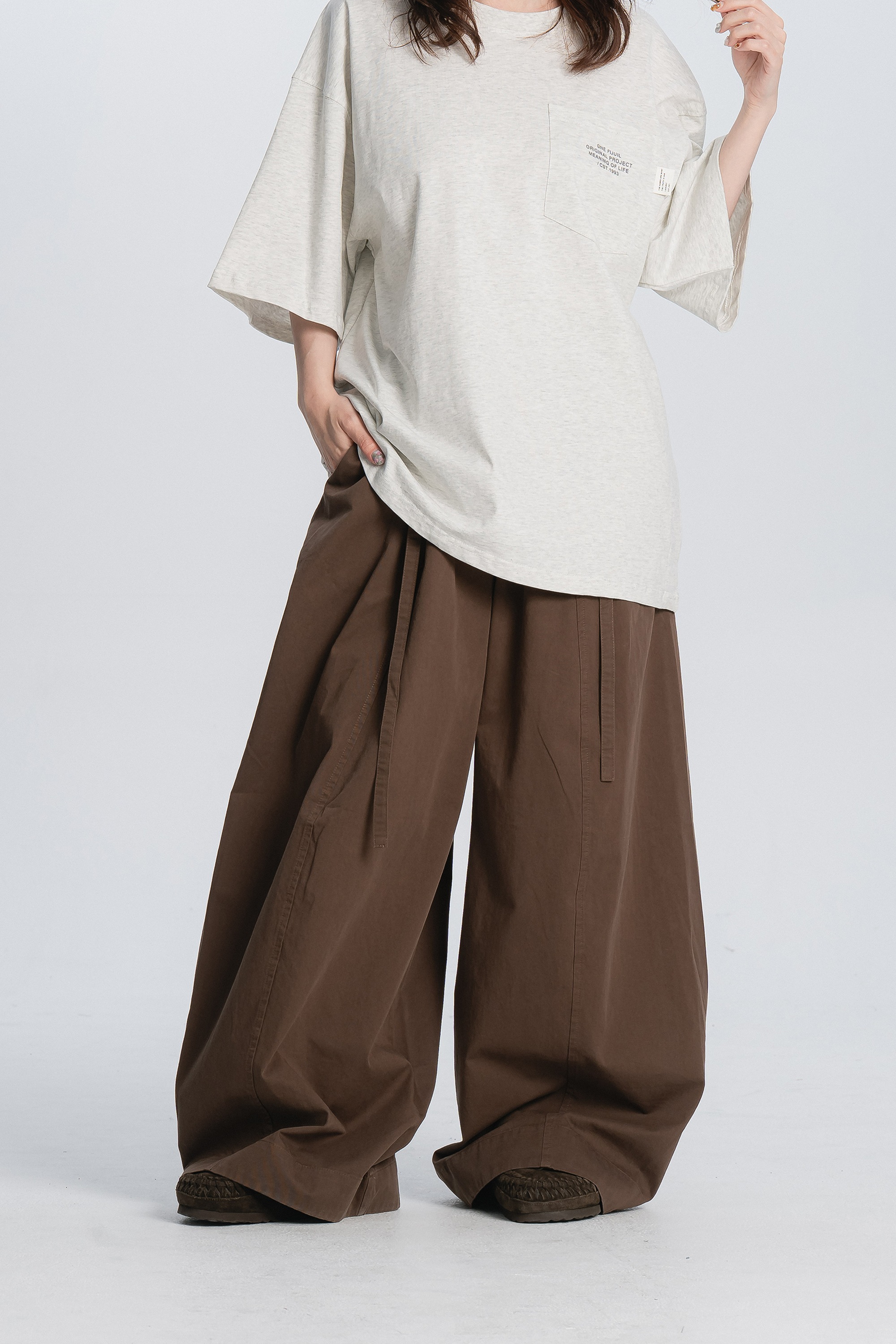 Fresh Start｜素面綁帶直筒寬褲 3色