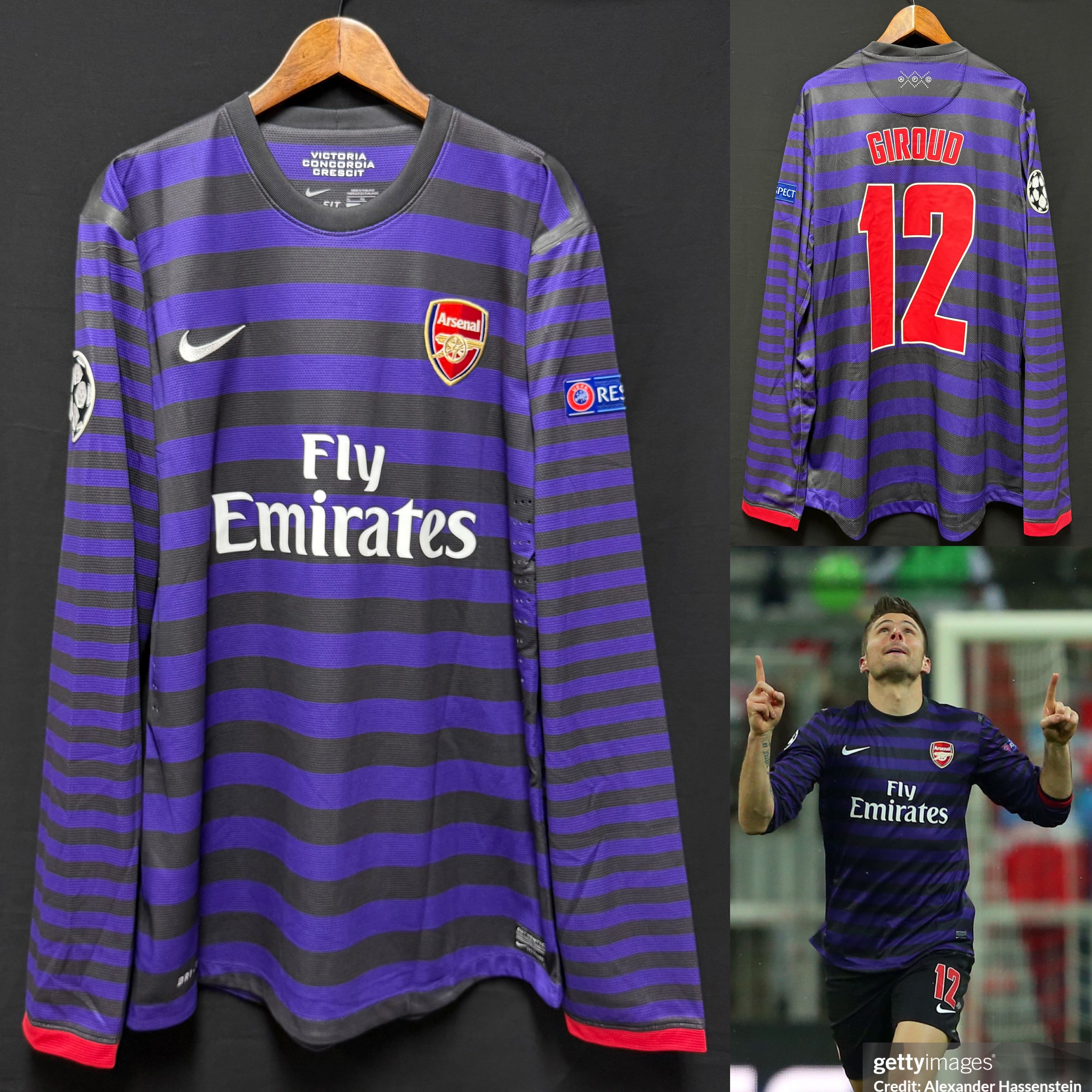 (更衣室版) 阿仙奴 2012-2013 Nike 作客長袖更衣室球員版球衣 #12 GIROUD