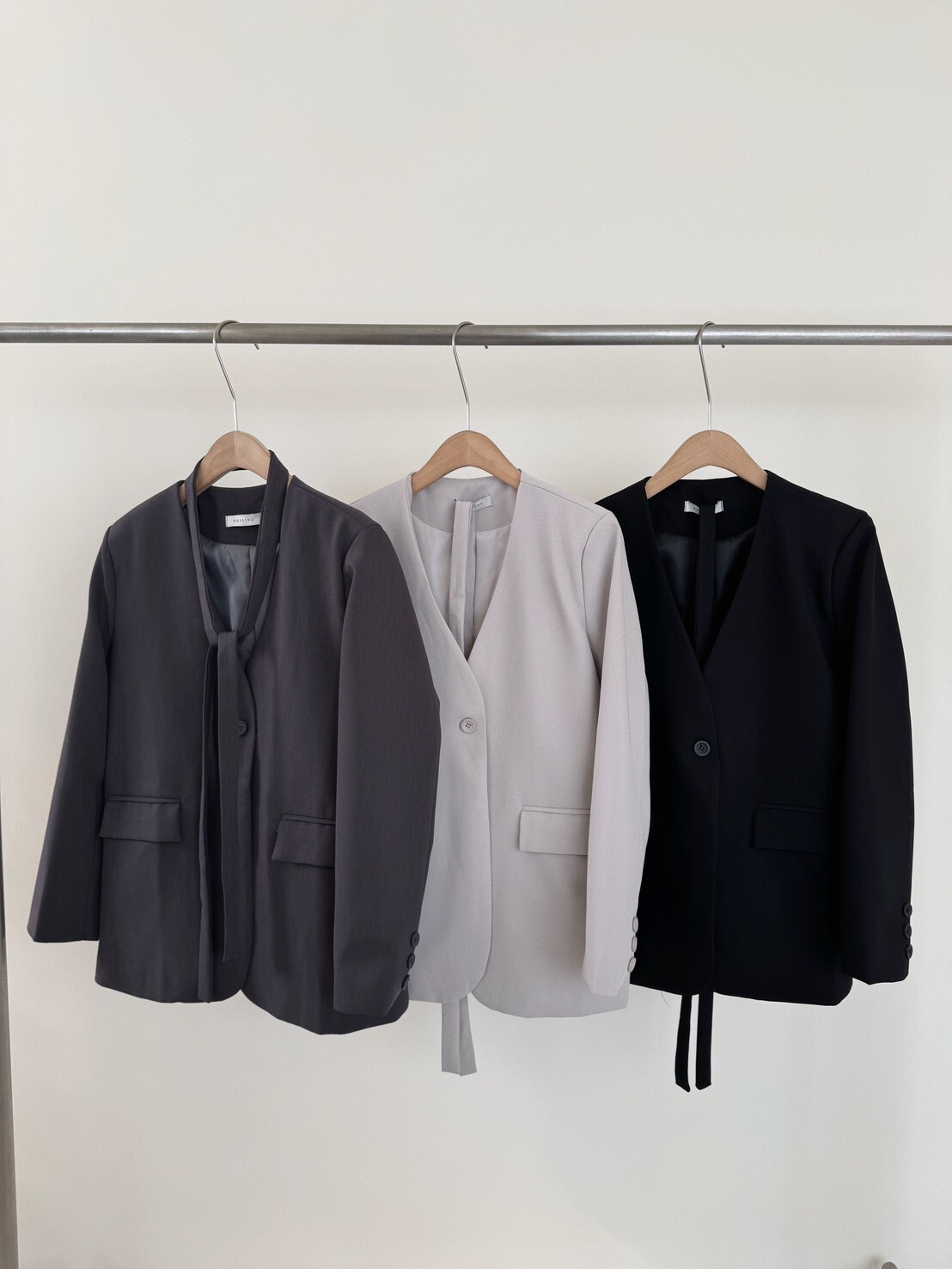 時髦在線 無領西裝外套（附綁帶）