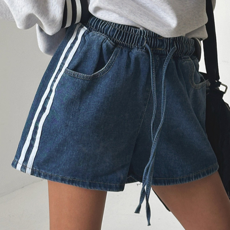 白鰷車縫 鬆緊牛仔短褲