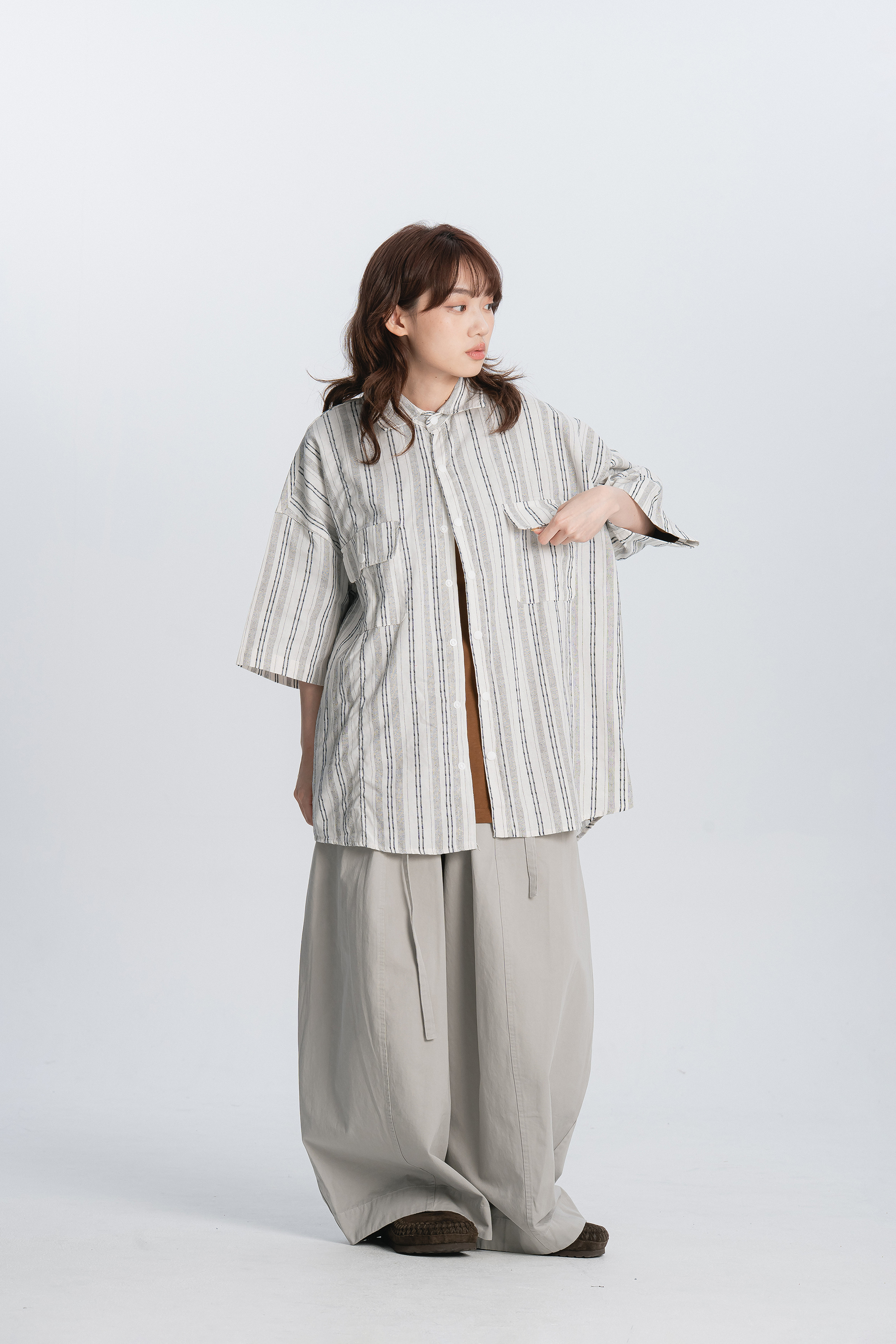 Fresh Start｜麻直條透氣短袖襯衫